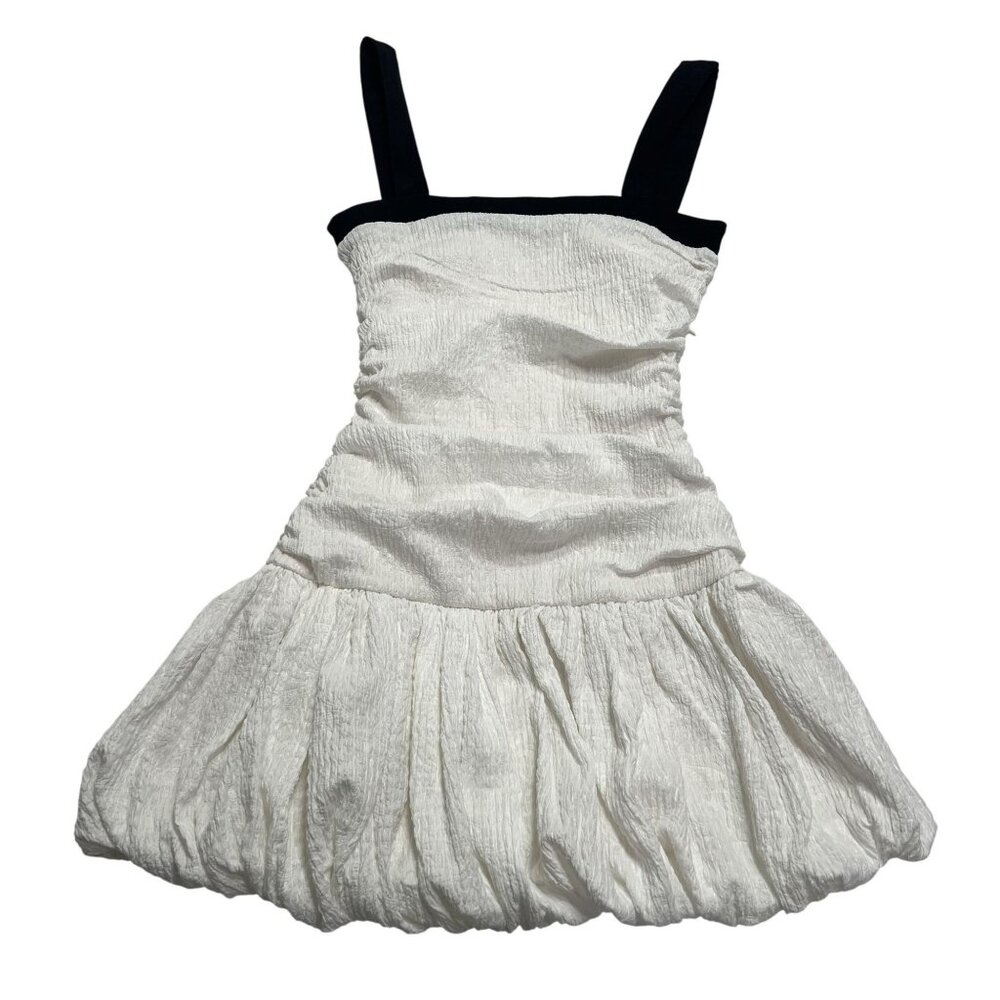 Zara Textured Balloon Dress in White